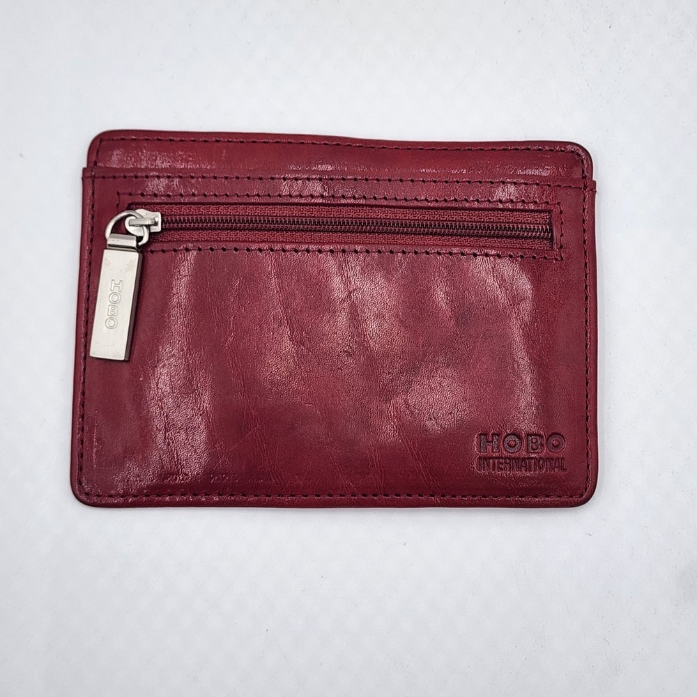 Hobo International Euro Slide Red Leather Wallet Credit Card Passport Case